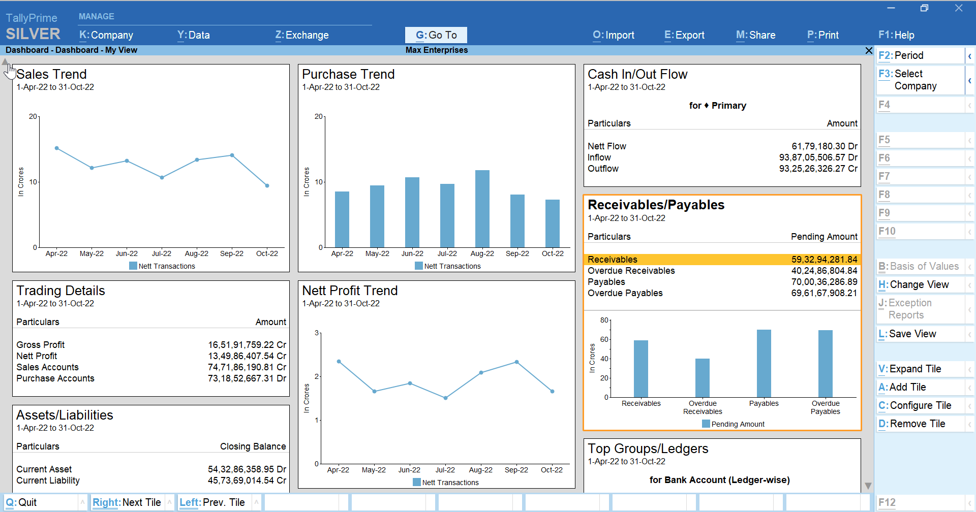 TallyPrime Receivables and payables