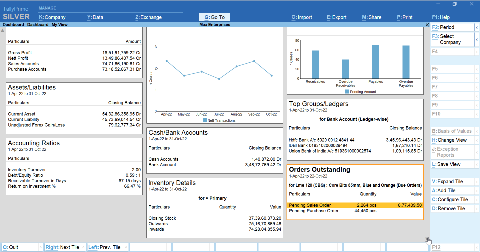 TallyPrime Order outstanding 